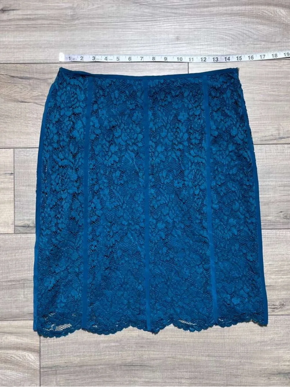 Tory Burch Womens Everett Lace Silk Lined Skirt Size  6 Winter Teal
